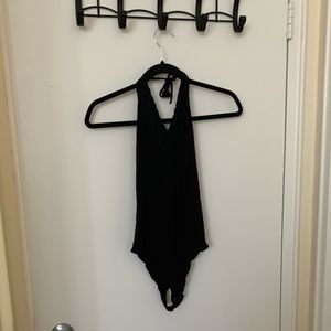 Vintage 90s Inspired Lace Halter Black Bodysuit